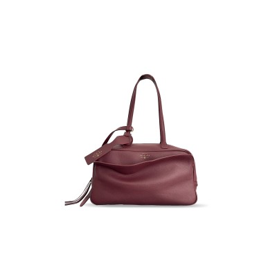 BALENCIAGA WOMEN'S CARRIE BOWLING BAG MEDIUM IN WINE RED 8264252ABNQ3000 (35.8*18.7*16.5cm)